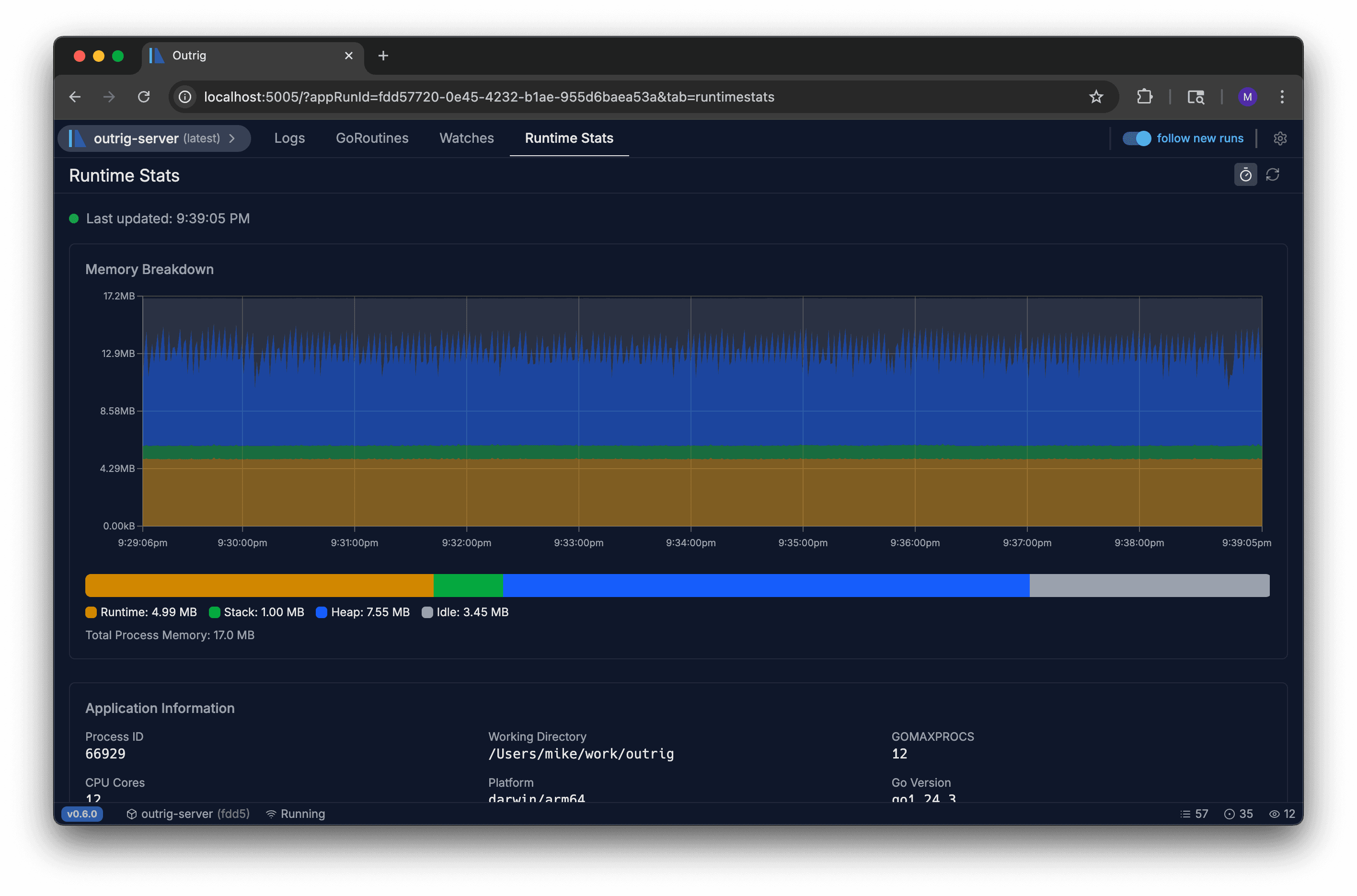 Outrig Runtime Statistics